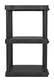 Three-Tier Plastic Shelves for Home and Office use – Compact Storage Rack, 12 inches deep x 20 inches Wide x 32 inches high, Black, Suitable for Kitchen, Bathroom, Pantry, Garage