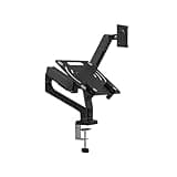 JINPIAOPIAO Monitor and Laptop Desk Mount with Spring Assisted Arms, 75x75mm Mounting Plate, Ventilated Tray for Workstations