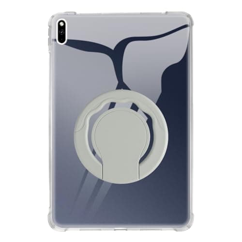 Shantime Tablet Case and Stand Holder Compatible with Huawei MatePad Pro 10.8 5G 2021 Case, Shockproof Cover and 360 Rotating Ring Handle Grip Bracket(Clear)
