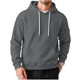 CMELTANM Men's Solid Color Hoodie Pullover Long Sleeve Hooded Sweatshirt with Arm Pocket Dark Gray