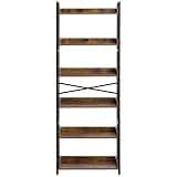 IPEDSBDF Durable 6-Tier Metal Bookshelf with Waterproof MDF Panels, 50lb/Shelf, for Living Room, Bedroom & Office