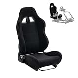 Supllueer Racing Seat with Double Locking Slides Cloth Breathable Gaming Seat Adjustable fit Most racing simulator cockpits(Steering Wheel Stand Not Include)