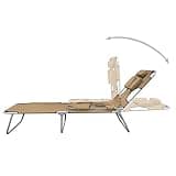 TUERYAFEK Foldable Steel Sunlounger with Adjustable Backrest and Head Cushion, Taupe Powder-Coated Frame for Poolside, Beach, or Garden Relaxation