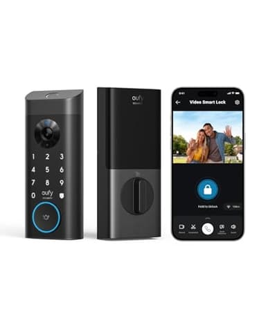 eufy Security Video Smart Lock E330, 3-in-1 Camera+Doorbell+Fingerprint Keyless Entry Door Lock, Smart Built-in Wi-Fi Deadbolt for Front Door, Auto Lock, 8 GB Built‑in Storage, Easy Installation
