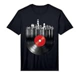 Mens New York City Skyline Vinyl Record NYC Big Apple Turntable Performance T-Shirt