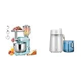 VIVOHOME Blue 3 in 1 Stand Mixer with 6 Quart Bowl 650W 6 Speed Tilt Head Meat Grinder and Juice Blender and White Water Distiller 1.6 Gallon 6L 900W with Smart Switch