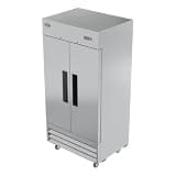 Pemberly Row 39 in. Commercial Stainless Steel 2-Door Reach-In Freezer in Silver