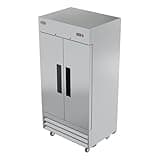 Pemberly Row 39 in. Commercial Stainless Steel 2-Door Reach-In Freezer in Silver