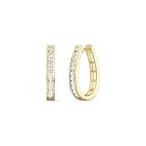 Gilded 1 Carat Total Weight Lab-Grown Diamond Channel Set Hoop Earrings for Women in 14KT Gold Plated Sterling Silver | Hypoallergenic Fine Jewelry | Bottom Hinged Closure | SI1 Clarity, F Color