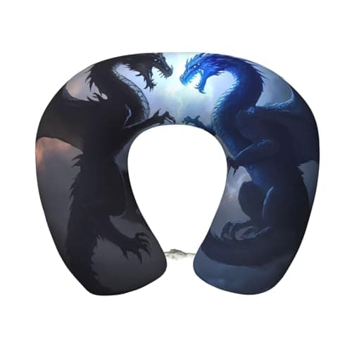 Moxquju Black and Blue Lightning Dragon Print Memory Foam Neck Pillows U Shape Travel Pillow Head Neck Support Airplane Pillow for Traveling, Car, Home
