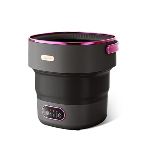 13L Mini Portable Washing Machine and Dryer, Folding Compact Small Washer Fully Automatic with 3 Cleaning Modes, Collapsible Camping Washer for RV Dorm Travel Hotel Black Purple