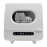 1200W Portable White Countertop Dishwasher 5 Washing Programs