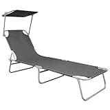 TUERYAFEK Folding Sun Lounger Gray, Adjustable Backrest Outdoor Chaise Lounge with UV and Water-Resistant Fabric, Lightweight Powder-Coated Aluminum Frame Supports 265 lbs for Poolside,