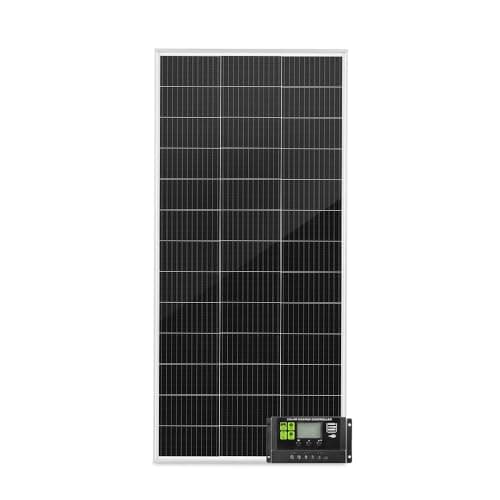 ATEM POWER 200W Monocrystalline Solar Panel with Charge Controller, Compatible with AGM Lead-Acid Gel Calcium Lithium Batteries, for 12V/24V RV Camping All Weather Use