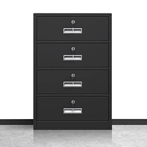 Vertical File Cabinet, 4 Drawer Lateral Metal Filing Storage Cabinet with Lock for A4 Legal/Letter Size Files, Home Office Organization