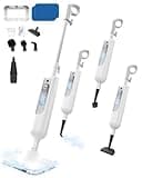 AUKACI F2 Steam Mop,12-in-1 Handheld Steam Cleaner,Powerful Detachable Steam Mop for Floor Cleaning,360ML Tank,15FT Power Cable,Scrubbing Steam Cleaner for Home,Hardwood,Tile,Grout,Furniture-White
