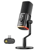 MAONO PD100W Wireless Dynamic Microphone for PC, USB Gaming Mic for Streaming & Podcast, Noise Cancelling, RGB, Dual Mode Wireless/USB-C Desk Mic for Computer Windows Mac Android iOS PS5, Black