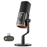 MAONO PD100W Wireless Dynamic Microphone for PC, USB Gaming Mic for Streaming & Podcast, Noise Cancelling, RGB, Dual Mode Wireless/USB-C Desk Mic for Computer Windows Mac Android iOS PS5, Black