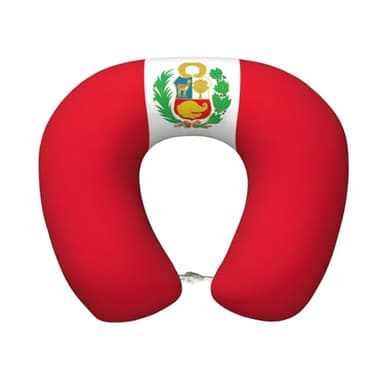 LNNIUK Portable Flag of Peru Print Car Pillow, Airplane Travel Essentials for car and Airplane, Comfort During Trips