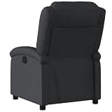 GKHPYURE Manual Recliner Chair with Footrest, Real Leather Black Reclining Armchair with Side Pocket, 135 Degree Tilt, Wood and Metal Frame