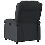 GKHPYURE Manual Recliner Chair with Footrest, Real Leather Black Reclining Armchair with Side Pocket, 135 Degree Tilt, Wood and Metal Frame