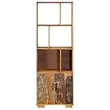 KGHFDVB Industrial Style Solid Reclaimed Wood Bookshelf, Antique Bookcase with 2 Doors and 6 Compartments, 23.6x13.8x70.9 Inch Display Shelf for Home Office