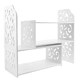 GAROZATION Adjustable Desktop Bookshelf Desk Organizer with Wooden Wood Plastic Board Construction, Space Saving Storage Rack with Smooth Surface and Sturdy Craftsmanship, for Office,