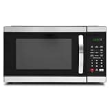 SMETA 1.1 Cu.Ft Countertop Microwave Oven, 1000W Large Capacity Microwave with 10 Power Levels, LED Display, Child Safety Lock, Stainless Steel
