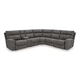 Signature Design by Ashley Next-Gen DuraPella Urban L-Shaped Faux Leather Modular 6-Piece Power Reclining Sectional with Adjustable Headrest, USB Charging Ports, Console and Storage, Gray