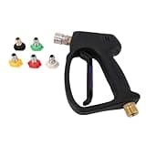 DriKou Short Pressure Washer Gun, with 1/4" Quick Connector 4350 PSI High Pressure Washer Gun 5 Spray Nozzle Tips Ergonomic Short Style Spray Gun M22 & 1/4" Quick Connect
