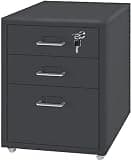 ntumLeap Metal Vertical Filing Cabinet with Lock,3 Drawers,Rolling Storage Solution for Home & Office,Mobile for Efficient Workspace & Space-Saving Storage,