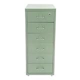FuoiDuu 6-Drawer Vertical File Cabinet, Moveable Office Storage Cabinet (Green)