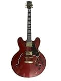 Semi-Hollow Body Electric Guitar, Red with F-Holes & Dual Humbuckers, Full Size 6-String for Jazz Blues Rock (Guitarra Eléctrica)