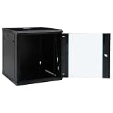 12U Wall Mounted Network Cabinet, 19 Inch IP20 Data Cabinet, 23.6x23.6x25.2 Inch Cold-Rolled Steel Enclosure for Router and Fiber Optic Modem