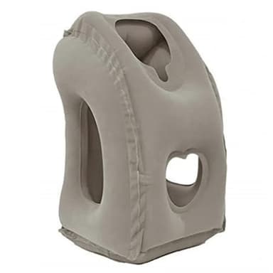FINOTI 1pc Inflatable Travel Pillow, Airplane Pillow with Patented Valve Design, Travel Accessories with Neck and Head Support, Travel,Gray