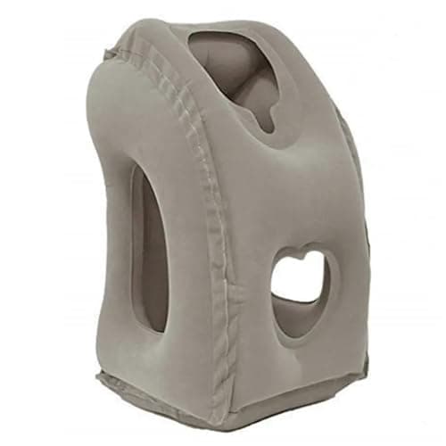 FINOTI 1pc Inflatable Travel Pillow, Airplane Pillow with Patented Valve Design, Travel Accessories with Neck and Head Support, Travel,Gray