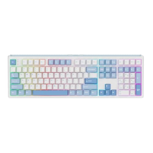 EPOMAKER TH108 Full Size Mechanical Keyboard, Wireless Gaming Keyboard with 8000mAh Battery, Creamy Gasket, 108 Keys, Hot Swap, Custom Driver, RGB Backlight (Blue&White, Sea Salt Silent)