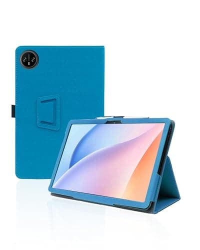 for DOOGEE Tab A9 Pro/DOOGEE Tab A9 10.1 Inch Android Tablet Case,BOVUGAC Folding Stand Protective Cover with Pencil Holder and Wrist Strap,Full Protection, Premium PU,Scratch Resistant(Sky Blue)