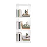 3-Tier Clear Acrylic Bookcase, 43.9"x13.8"x11.8" Modern Clear Bookcase for Books and Display, Multifunctional Open Book Shelves for Living Room, Bedroom, Easy Assembly, Sturdy & Space-Saving