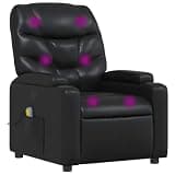 UERNGFTKM Manual Reclining Massage Recliner Chair with 6-Point Vibration, Black Faux Leather, Dual Cup Holders, Side Pocket, Supports 242.5 lbs
