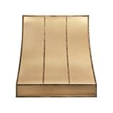 Sloped Brass Range Hood Island Mount 48'' W,27'' H, 27'' D CT Copper Tailor Custom Handmade Metal Kitchen Vent Hood, With 4-Speed Exhaust Fan & LED Light,BSRH-5-4TR