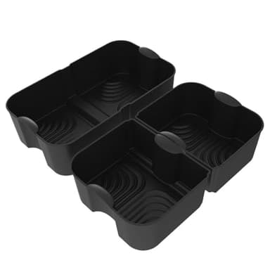 Rectangle Air Fryer Silicone Liners,Compatible For Ninja,DZ071/AF500UK Dishwasher Safe Air Fryer Liners(3 in 1 Black)