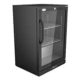 Pemberly Row 1-Door Metal Back Bar Cooler, Counter Height Refrigerator in Black, 4.1 Cu. Ft. Capacity with LED Lighting, Glass Door, Adjustable Shelves, Auto Defrost, NSF-Compliant for Commercial or