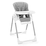INFANS High Chair for Babies & Toddlers, Foldable Highchair with Multiple Adjustable Backrest Footrest Seat Height, Removable Tray, Detachable PU Leather Cushion, Built-in Rear Wheels (Light Grey)