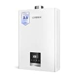 ORBEK Propane Tankless Water Heater 80,000 BTU 3.6 GPM Indoor CSA Certified Low Flow 0.53 GPM On-Demand for Cabins Tiny Homes 1-Bathroom with Remote Control LED Display
