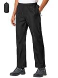 UIQUR Mens Rain Pants Waterproof Pants Lightweight Packable Half Leg Zip Pant Cuffs for Hiking Fishing Golf (Black,34W x 30L)