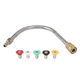 ICRPSTU Pressure Washer Extension Wand Curved Spray Lance Bent Wand 45 Degree Angled Rod 4000 PSI Stainless Steel Brass 1 4 Inch Quick Connect for Car Undercarriage Gutter Roof (U Shaped with 5