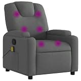 KTPRTOCK Manual Reclining Massage Chair with 6 Massage Points, Dark Grey Fabric, 135 Degree Recline, Cup Holders and Side Pocket