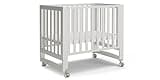 MAMAZING EvoNest Baby Crib, 3 in 1 Convertible Mini Crib with Wheels, 100% New Zealand Wood Crib, 4 Adjustable Mattress Height, GREENGUARD Gold Certified, White