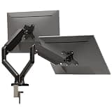 Double Monitor Mount,Compatible 75x75/100x100mm, Fits 14-32 Inch Screens, Max Load 8.6 kg, Height Adjustable, C-Clamp and Drill Hole Installation